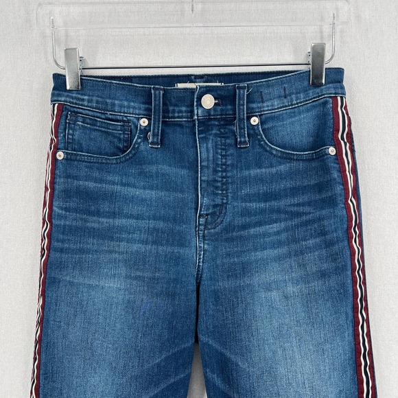 MADEWELL Jeans Womens 27 Blue Stovepipe Tux Ribbon Racer Stripe High Rise - Picture 6 of 12